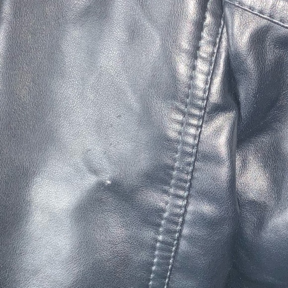 Vintage Emporio Armani Collezione Navy Faux Leather Biker/Moto Jacket Size Med - Picture 9 of 15